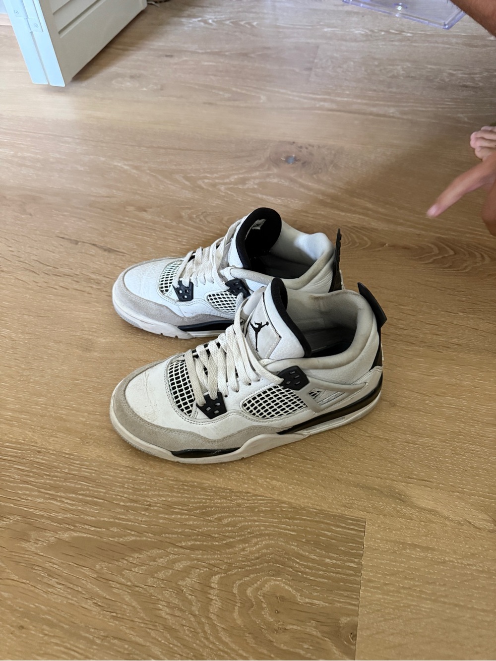 Jordan 4 military black. Size 5 White and Black Retro Sneakers